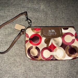 Coach Brown and Red Patterned Wristlet